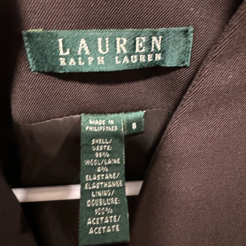 Women’s Lauren Ralph Lauren brown high neck fitted wool blend blazer - Picture 3 of 5